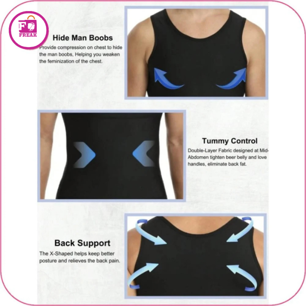 مشد علاقي اسود مطور لشد البطن والتثدي عند الرجال