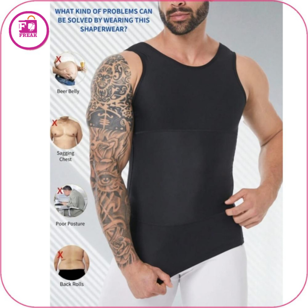 مشد علاقي اسود مطور لشد البطن والتثدي عند الرجال