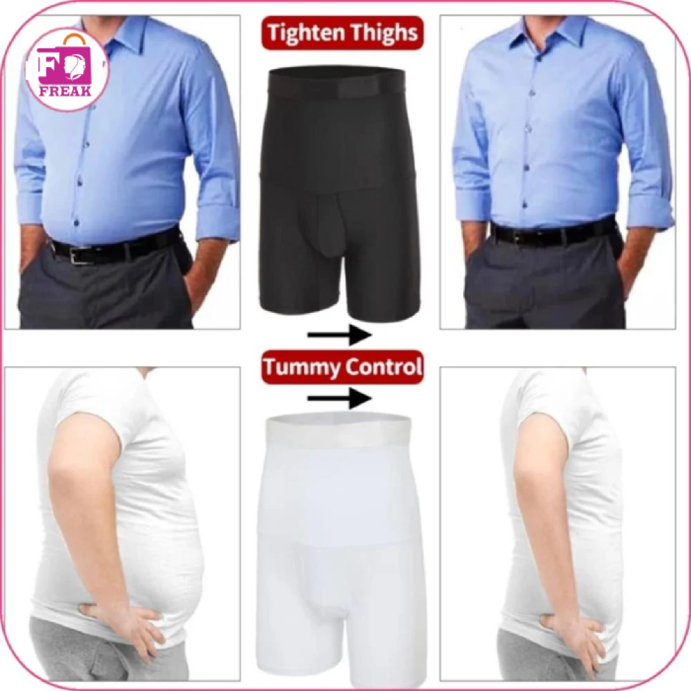 مشد رجالي أسود بخصر عالي للفخذ والبطن