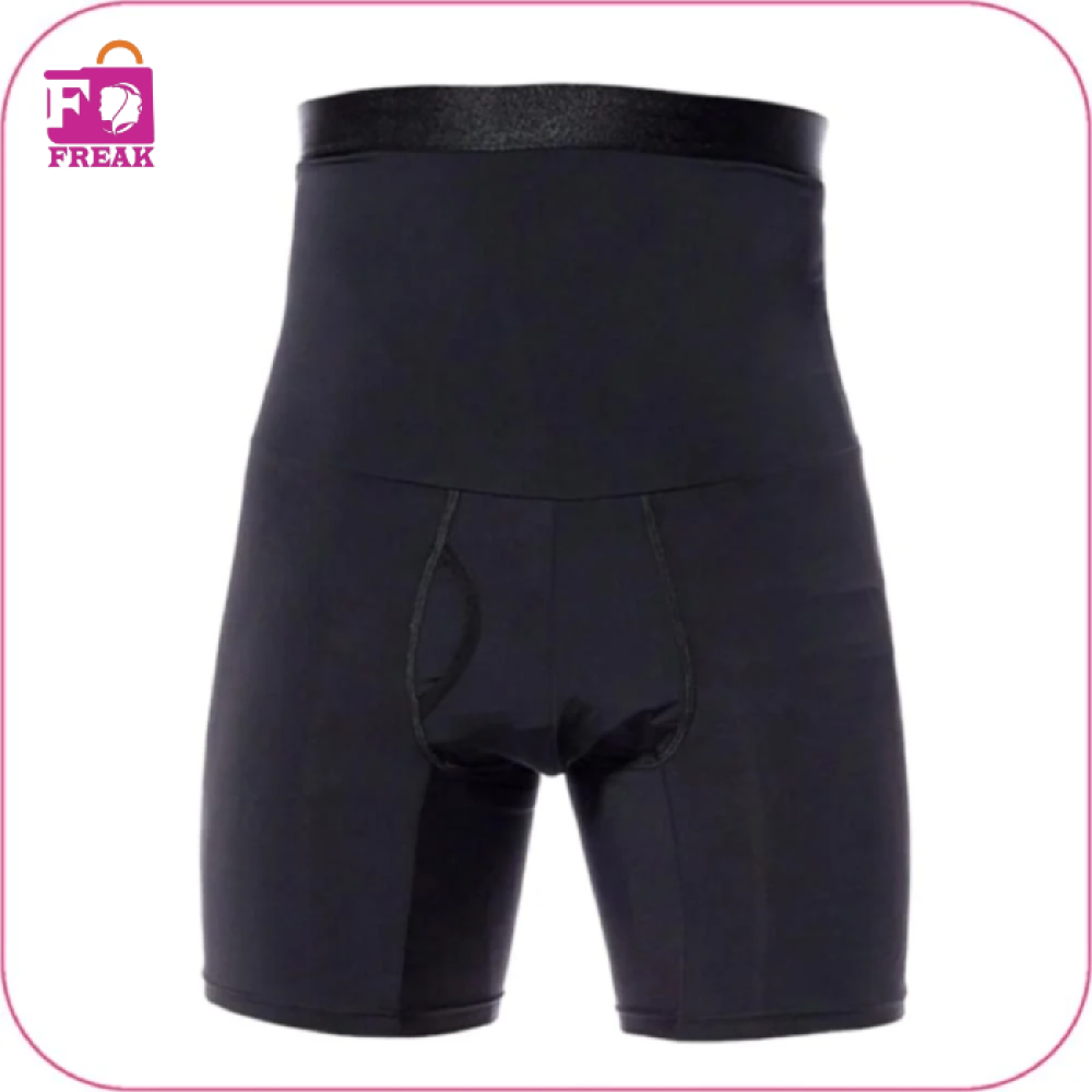 مشد رجالي أسود بخصر عالي للفخذ والبطن